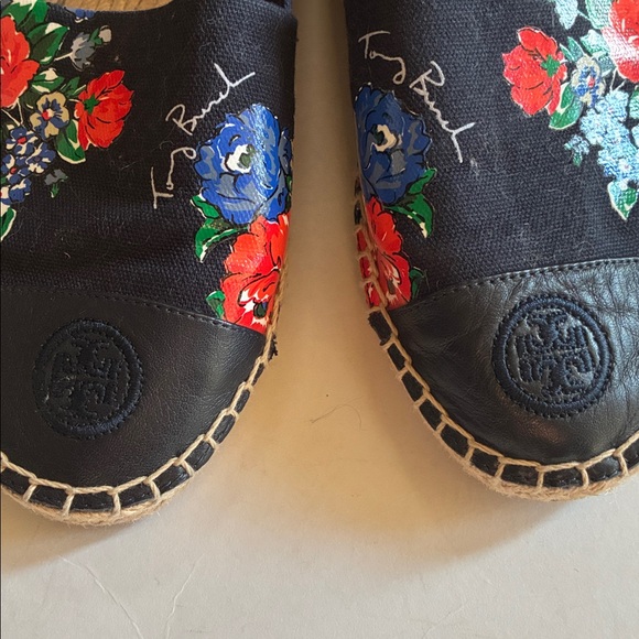 Tory Burch Navy Tea Rose Espadrilles Flats 6.5 - Picture 4 of 9